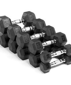 CGS 5-40lb Rubber Hex Dumbbell Set with Contoured Handles